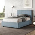 Bed 140x200 cm with Rectangular Headboard in Microfibre Made in Italy - Brina