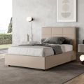 Bed 140x200 cm with Rectangular Headboard in Faux Leather Made in Italy - Brina