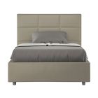 Bed 140x200 cm with Rectangular Headboard in Faux Leather Made in Italy - Brina Viadurini