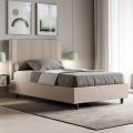Bed 140x200 cm with Headboard Decorated with Vertical Lines Made in Italy - Pattini