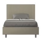 Bed 140x200 cm with Headboard Decorated with Vertical Lines Made in Italy - Pattini Viadurini