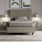 Bed 140x200 cm with Headboard Decorated with Vertical Lines Made in Italy - Pattini Viadurini