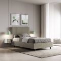 140x200 cm bed with headboard decorated with vertical lines, Made in Italy - Pattini