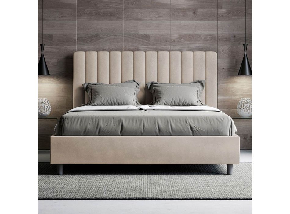 Bed 140x200 cm Microfibre with Symmetrical Vertical Lines Made in Italy - Glove Viadurini
