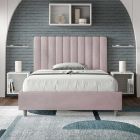 Bed 140x200 cm Microfibre with Symmetrical Vertical Lines Made in Italy - Glove Viadurini