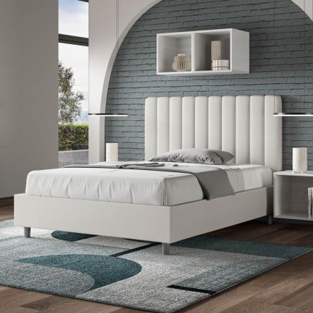 Bed 140x200 cm Headboard with Symmetrical Vertical Lines Made in Italy - Glove Viadurini
