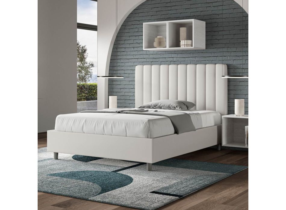 Bed 140x200 cm Headboard with Symmetrical Vertical Lines Made in Italy - Glove Viadurini