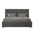 160x200 cm Bed with Rectangle Headboard in Microfiber Made in Italy - Brina Viadurini