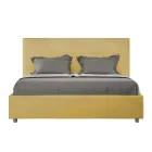 160x200 cm Bed with Rectangle Headboard in Microfiber Made in Italy - Brina Viadurini