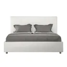 160x200 cm Bed with Rectangle Headboard in Faux Leather Made in Italy - Brina Viadurini