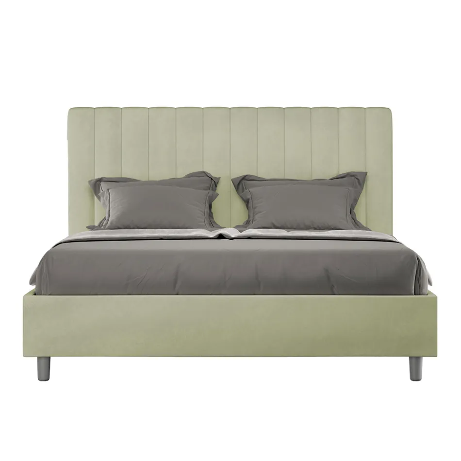 160x200 cm Microfiber Bed with Symmetrical Vertical Lines Made in Italy - Glove Viadurini