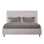 160x200 cm Microfiber Bed with Symmetrical Vertical Lines Made in Italy - Glove Viadurini