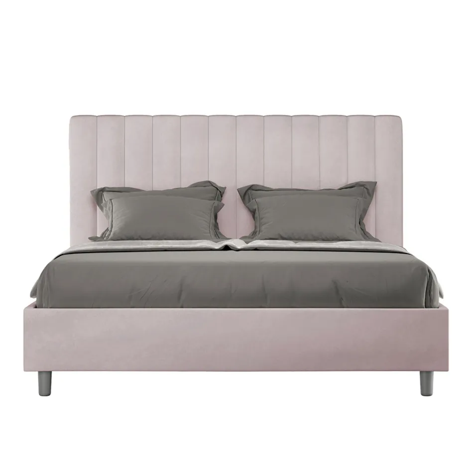 160x200 cm Microfiber Bed with Symmetrical Vertical Lines Made in Italy - Glove Viadurini