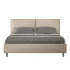 160x200 cm Bed with Headboard and Faux Leather Cushions Made in Italy - Olympics Viadurini
