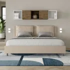 180x200 cm Bed with Headboard and Faux Leather Cushions Made in Italy - Olimpiadi Viadurini