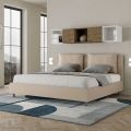 180x200 cm Bed with Headboard and Faux Leather Cushions Made in Italy - Olimpiadi