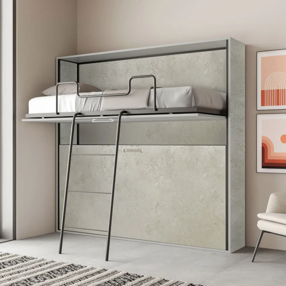 Horizontal Folding Bunk Bed Made in Italy - Collaborative Viadurini