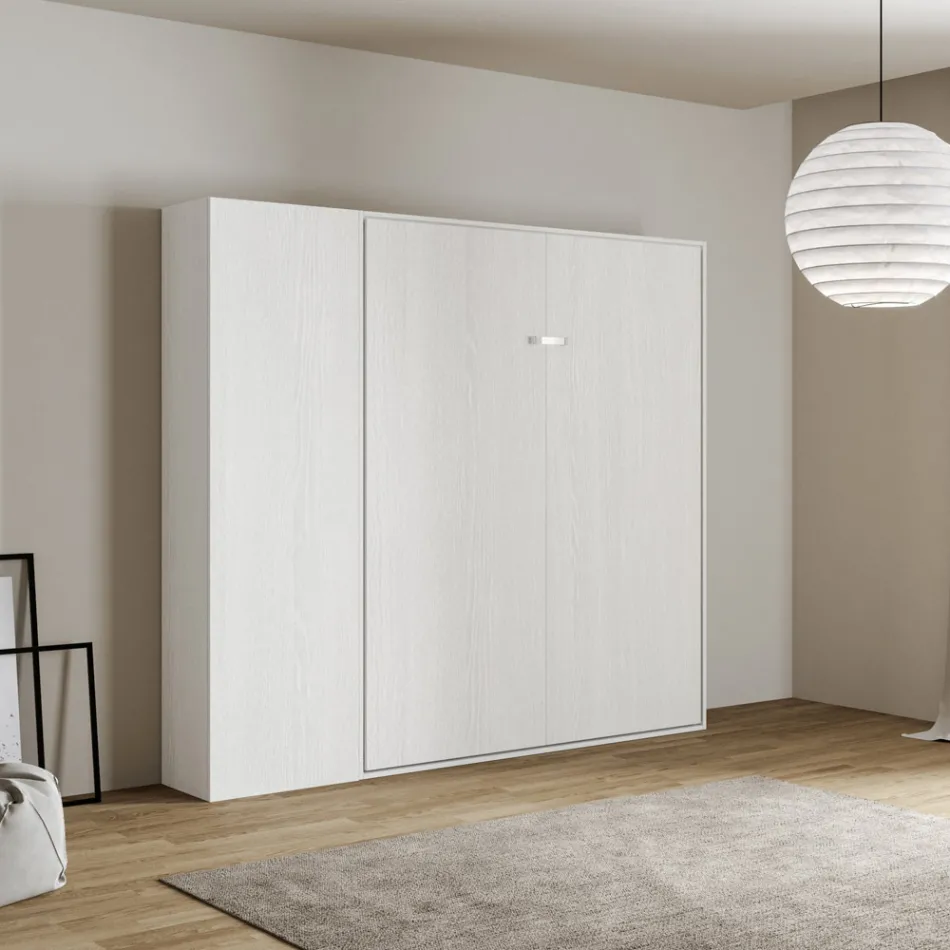 Queen Size Bed with Vertical Foldaway and Column - Magicompare Viadurini