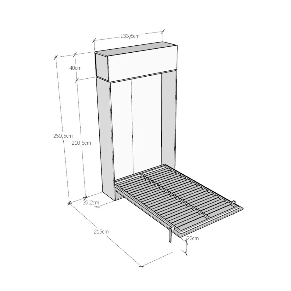 Queen Size Bed with Vertical Foldaway and Wall Unit - Magicompare Viadurini
