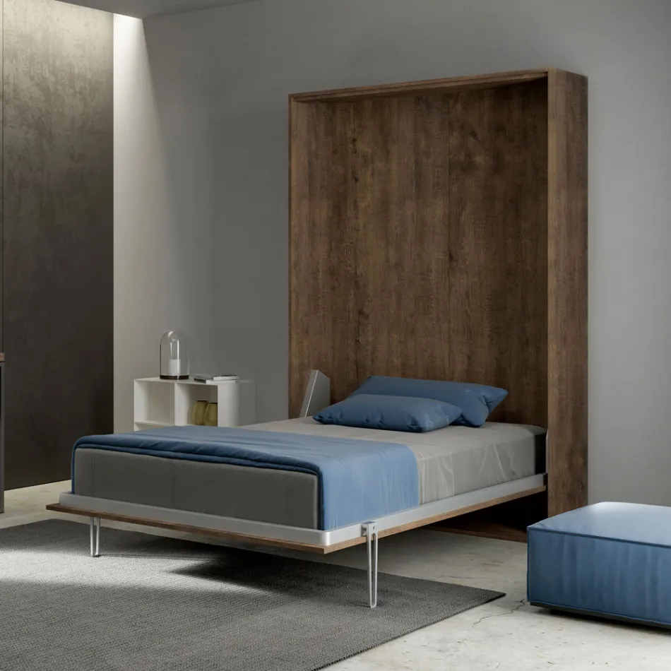 Queen Size Bed with Vertical Foldaway in Different Finishes - Magicompare Viadurini