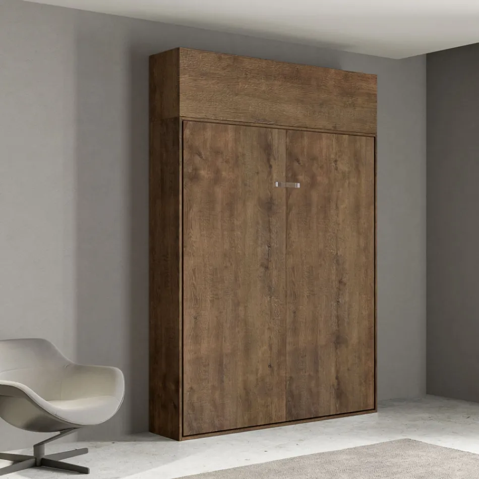 Vertical Foldaway French Bed with Wall Unit - Magicompare Viadurini