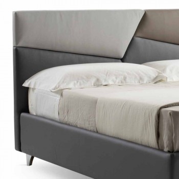 Bed with Double Container Upholstered in Faux Leather Made in Italy - Raggino
