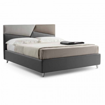 Bed with Double Container Upholstered in Faux Leather Made in Italy - Raggino Viadurini
