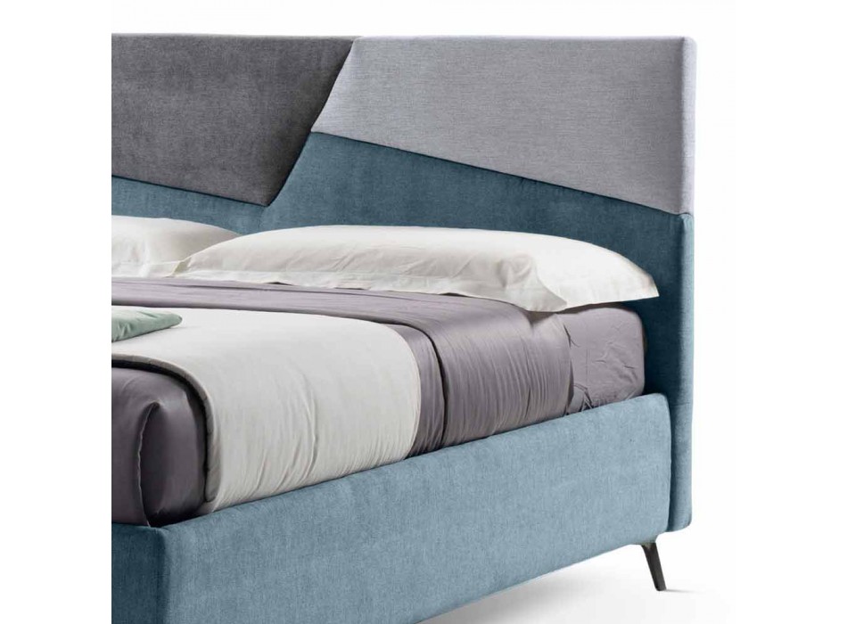 Bed with Double Container Upholstered in Made in Italy Fabric - Raggino