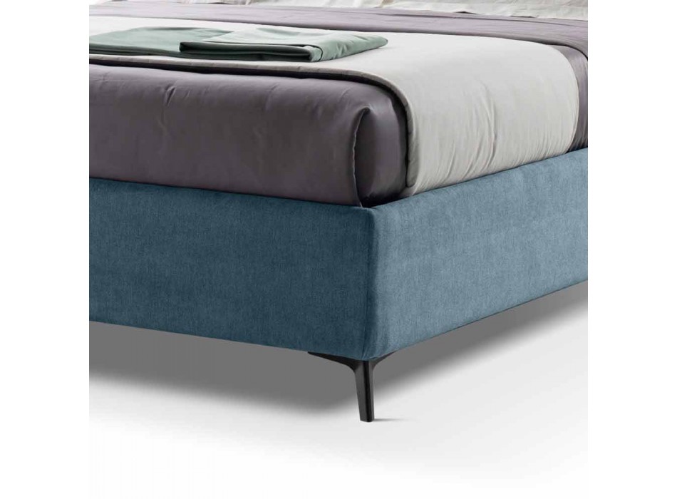 Bed with Double Container Upholstered in Made in Italy Fabric - Raggino