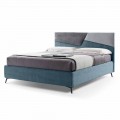 Double Bed with Container Upholstered in Made in Italy Fabric - Raggino