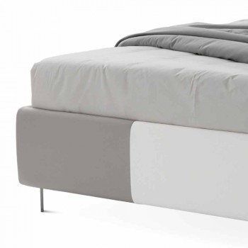 Bed with Double Container in Bicolor Ecoleather Made in Italy - Jasmine