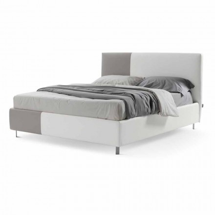 Bed with Double Container in Bicolor Ecoleather Made in Italy - Jasmine Viadurini
