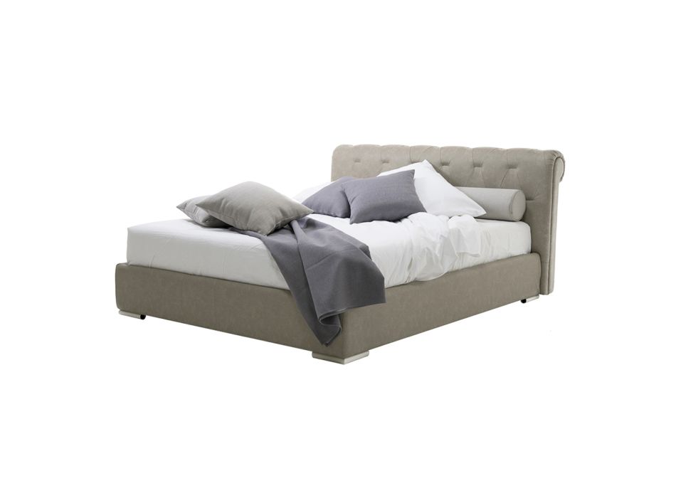 Bed with Double Container in Ecoleather or Fabric Made in Italy - Bambola