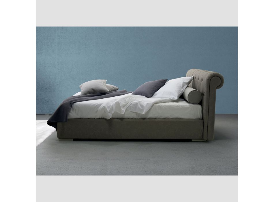 Bed with Double Container in Ecoleather or Fabric Made in Italy - Bambola