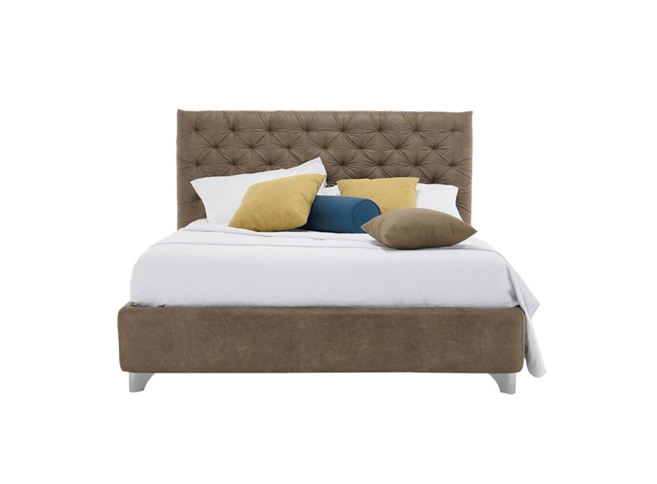 Upholstered Double Storage Bed in Fabric or Eco-Leather Made in Italy – Euro Viadurini