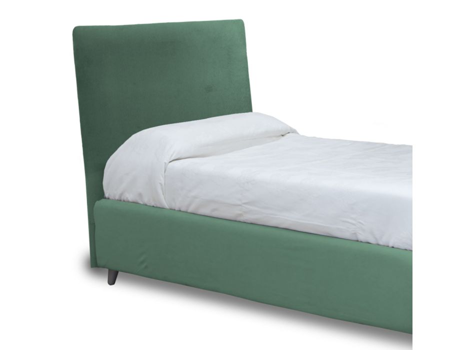 Single Bed with Fabric Headboard Made in Italy - Fiuto Viadurini