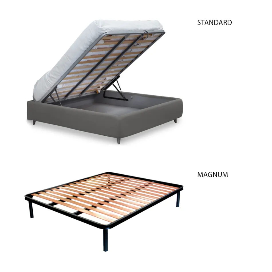 Full-sized bed with padded headboard and feet Made in Italy - Aaron Viadurini