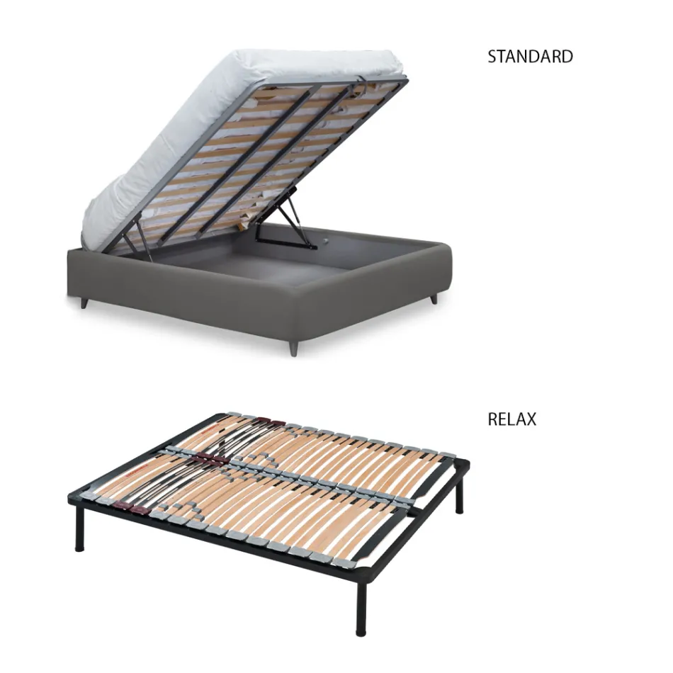 Full-sized bed with padded headboard and feet Made in Italy - Aaron Viadurini