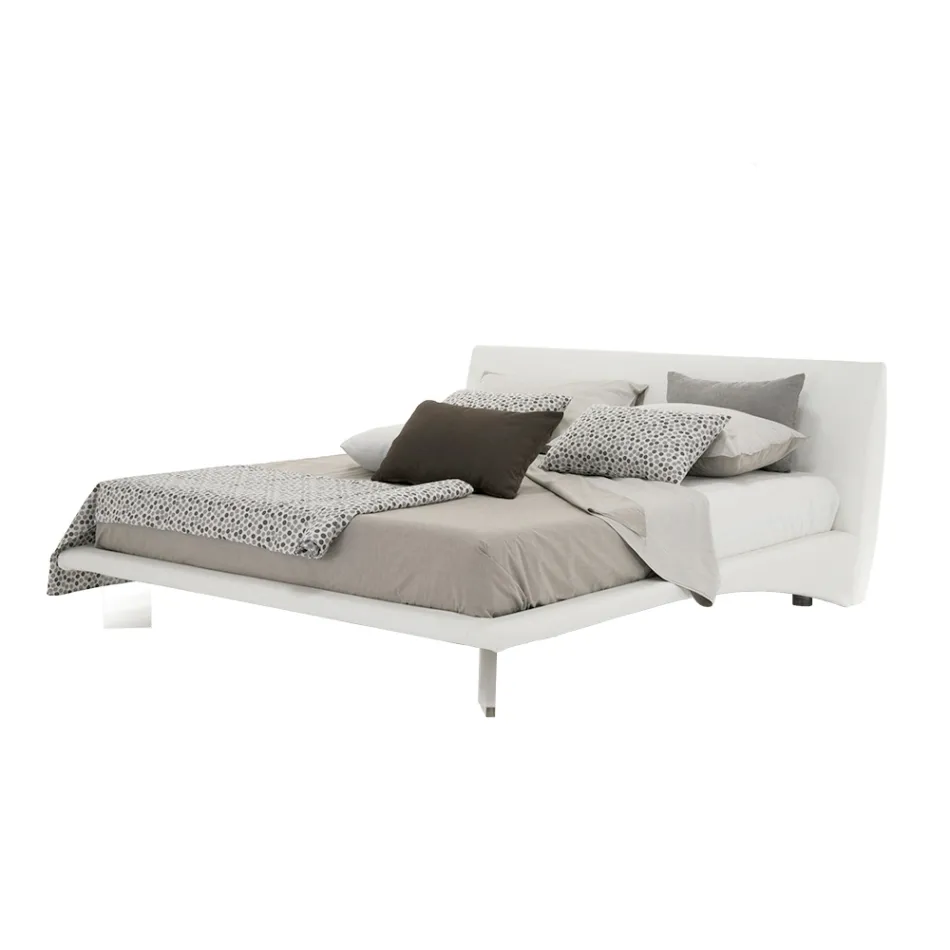 Upholstered Double Bed in Eco-Leather or Fabric Made in Italy - Armonica Viadurini