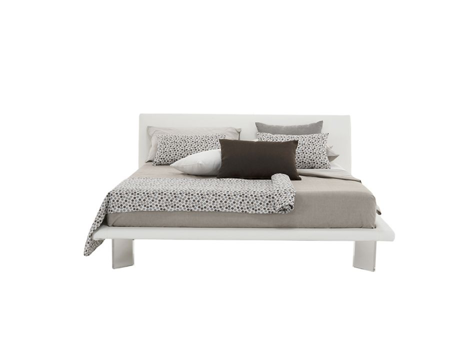 Upholstered Double Bed in Eco-Leather or Fabric Made in Italy - Armonica Viadurini