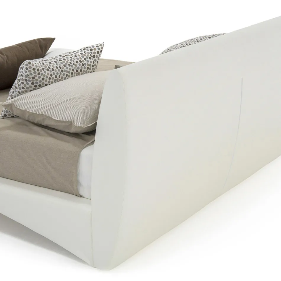 Upholstered Double Bed in Eco-Leather or Fabric Made in Italy - Armonica Viadurini