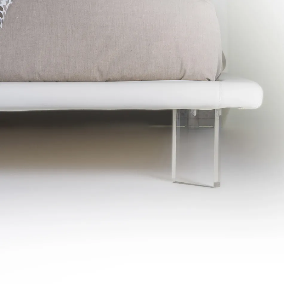 Upholstered Double Bed in Eco-Leather or Fabric Made in Italy - Armonica Viadurini