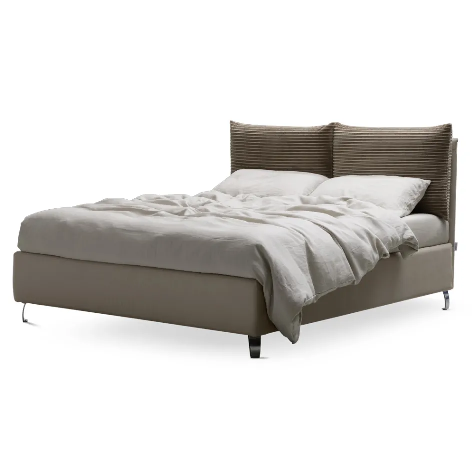 Double Bed 160x190 with 2 Soft Pillows in the Headboard - Tramonti Viadurini