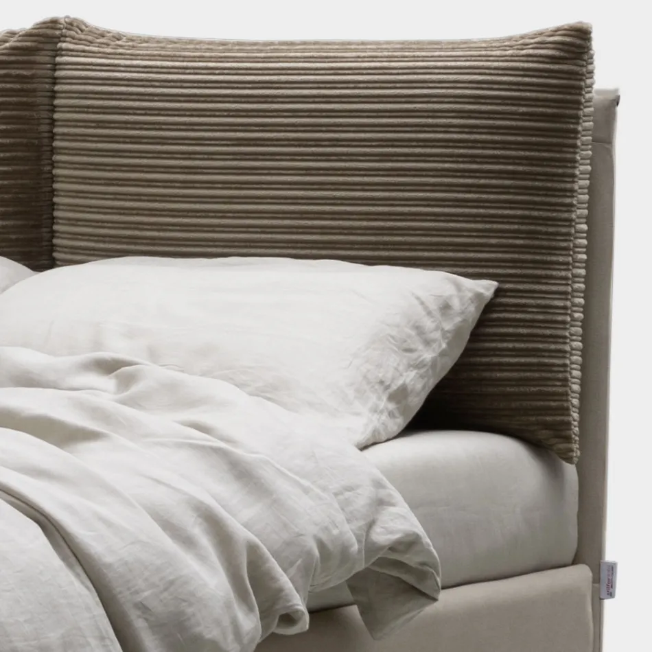 Double Bed 160x190 with 2 Soft Pillows in the Headboard - Tramonti Viadurini