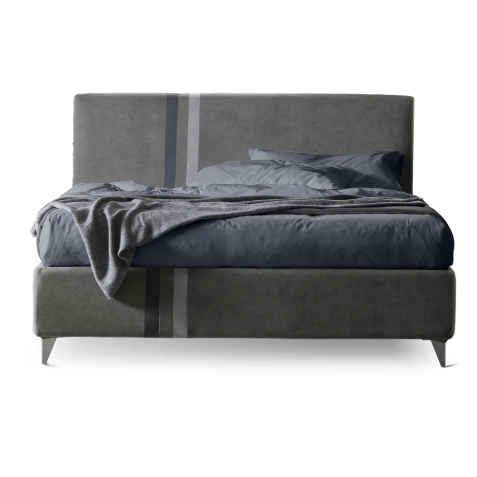 Double Bed 160x190 with 2 Two-Tone Vertical and Parallel Stripes - Paolo Viadurini