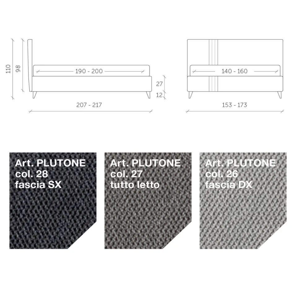 Double Bed 160x190 with 2 Two-Tone Vertical and Parallel Stripes - Paolo Viadurini