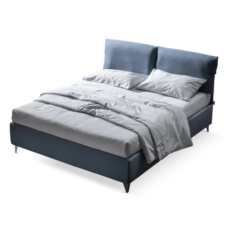 Double Bed 160x190 with Cushions that Wrap the Entire Headboard - Charme Viadurini