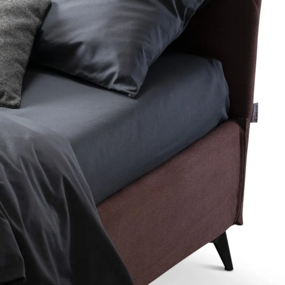 Double Bed 160x190 with Curved Lines and Double Quilted Band - Gioie Viadurini