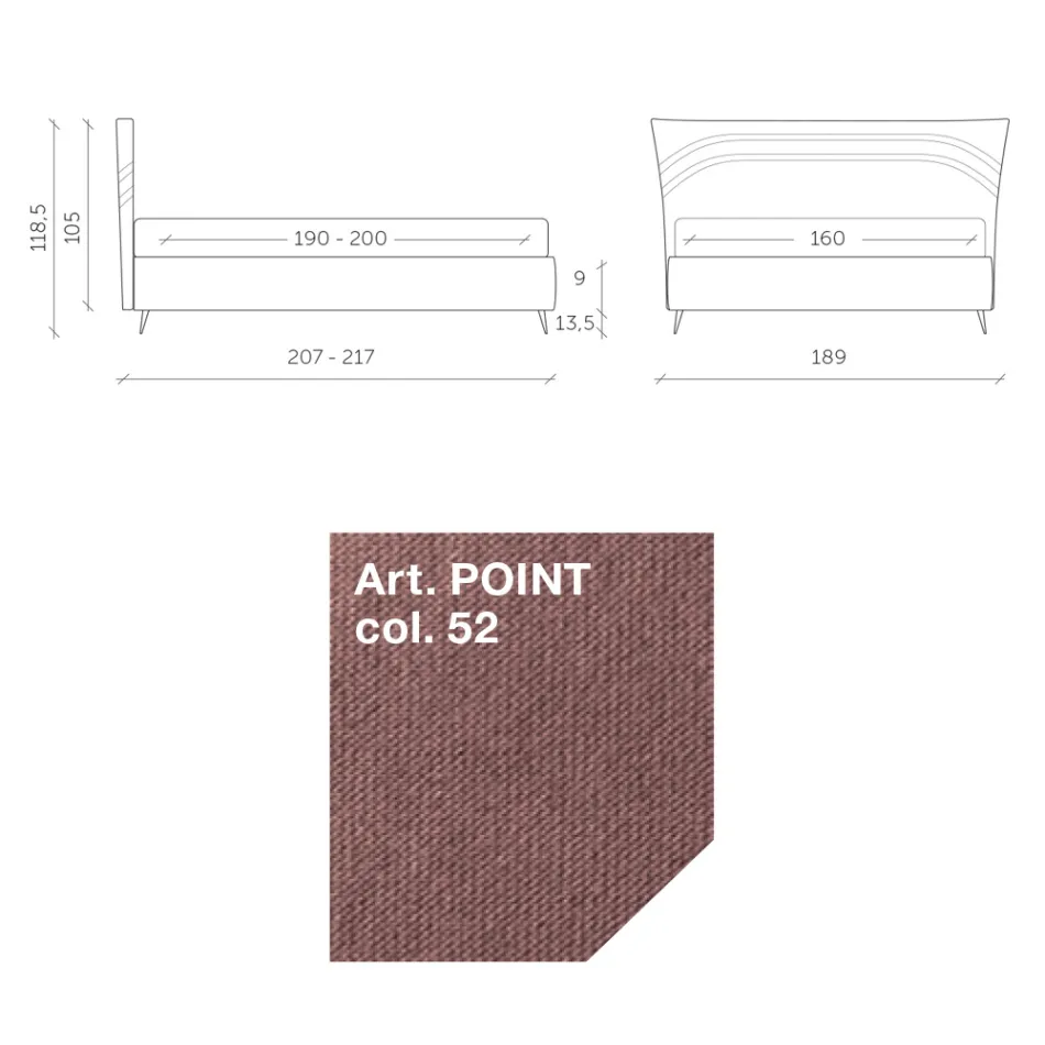 Double Bed 160x190 with Curved Lines and Double Quilted Band - Gioie Viadurini