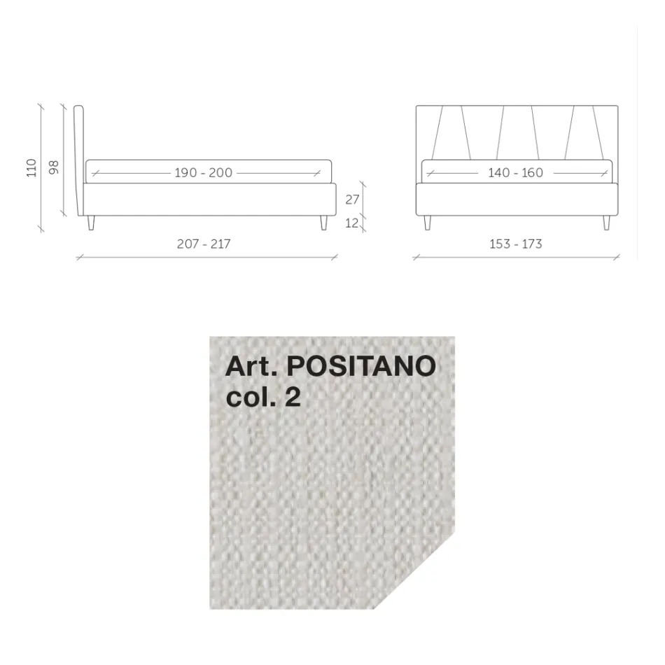 Double Bed 160x190 with Oblique Corded Profiles in the Headboard - Euforie Viadurini
